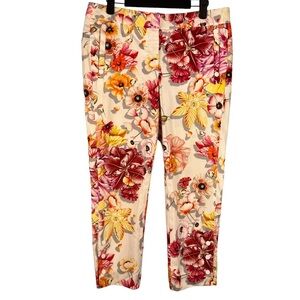 Salvatore Ferragamo Floral Printed Cropped Mid Rise Pants Capri Size 40 or 4
